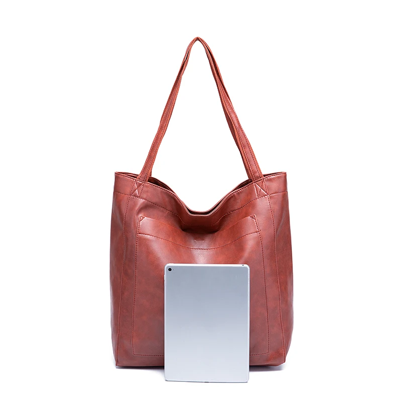 Retro Faux Leather Large Capacity Tote Bag