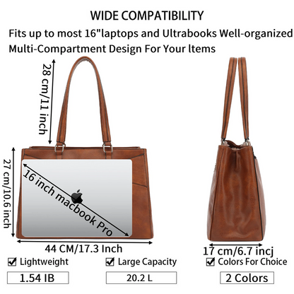 PU Leather Large Capacity Laptop Tote Bag for Women