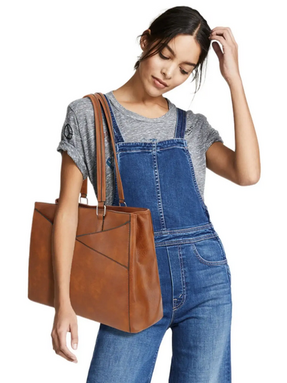 PU Leather Large Capacity Laptop Tote Bag for Women