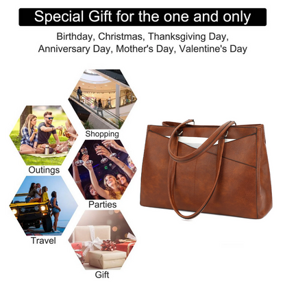 PU Leather Large Capacity Laptop Tote Bag for Women