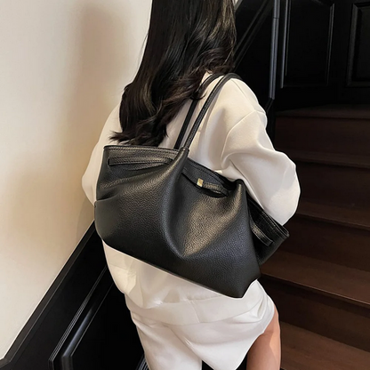 Large Capacity Stylish Solid Color PU Leather Handbag