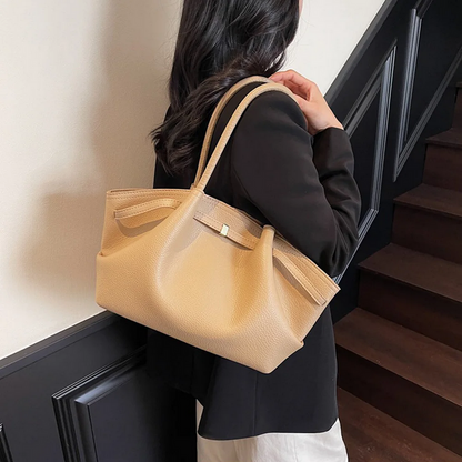 Large Capacity Stylish Solid Color PU Leather Handbag