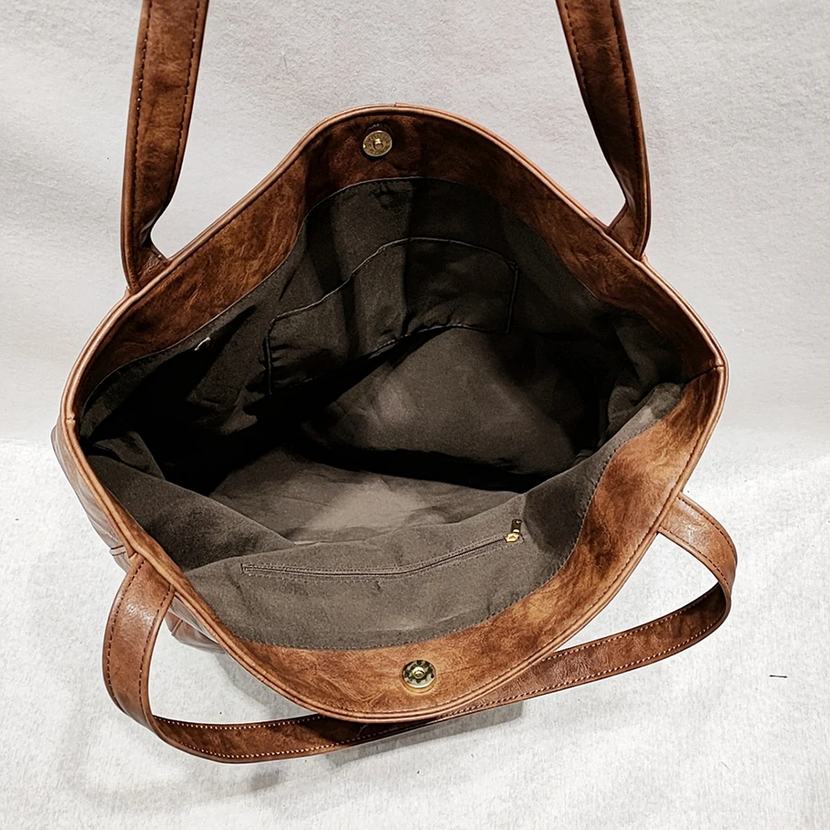 Chic Brown Women’s Luxury Leather Tote Shoulder Bag