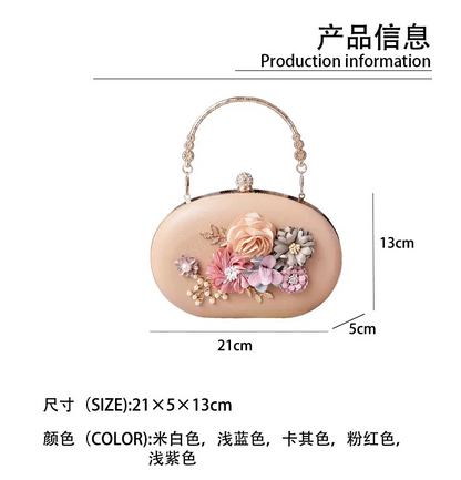 Elegant Floral Evening Clutch Purse  Luxury Party Bag