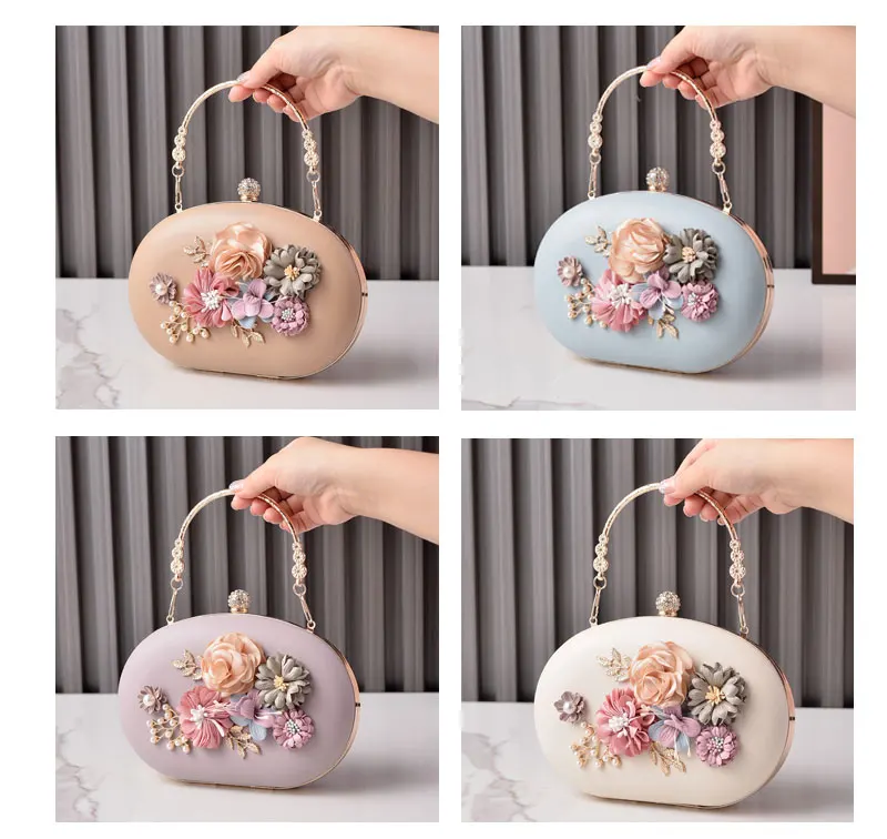 Elegant Floral Evening Clutch Purse  Luxury Party Bag
