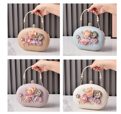 Elegant Floral Evening Clutch Purse  Luxury Party Bag