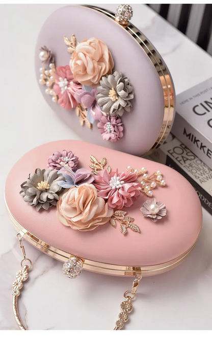 Elegant Floral Evening Clutch Purse  Luxury Party Bag