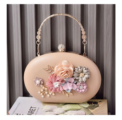 Elegant Floral Evening Clutch Purse  Luxury Party Bag