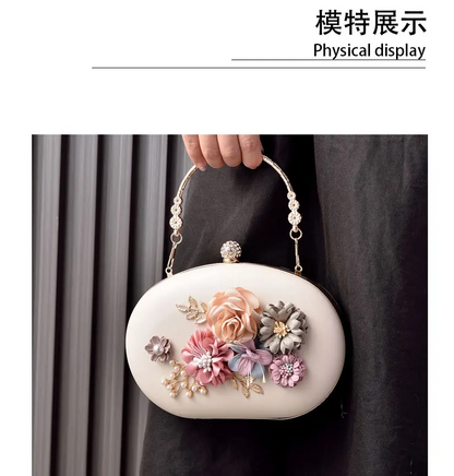 Elegant Floral Evening Clutch Purse  Luxury Party Bag