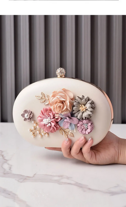 Elegant Floral Evening Clutch Purse  Luxury Party Bag
