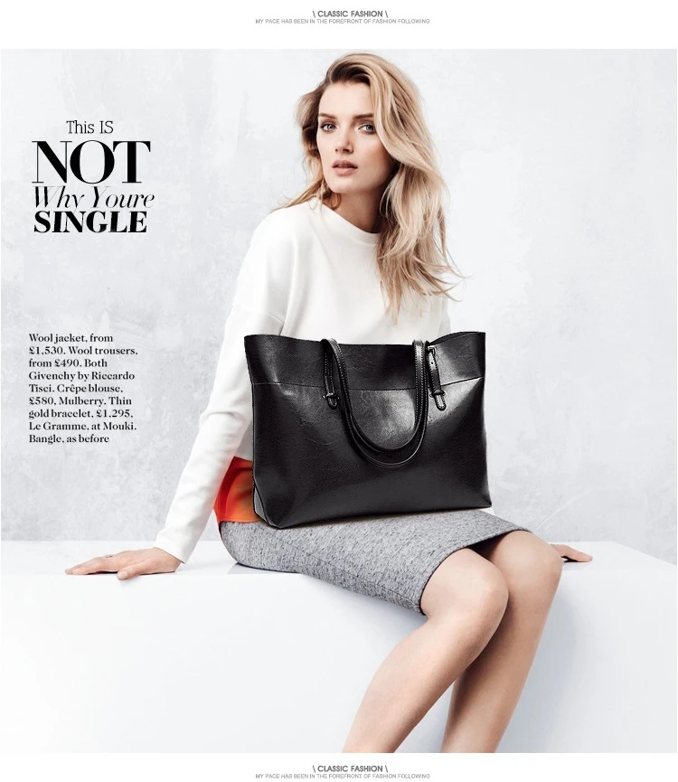 Classic Large Women’s Tote Leather Handbag