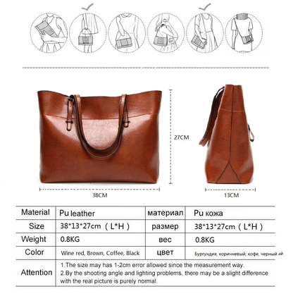 Classic Large Women’s Tote Leather Handbag