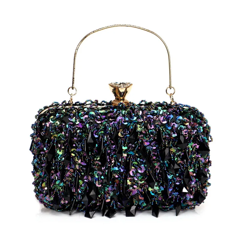 Elegant Beaded Diamond Clutch Purse  Women’s Evening Handbag