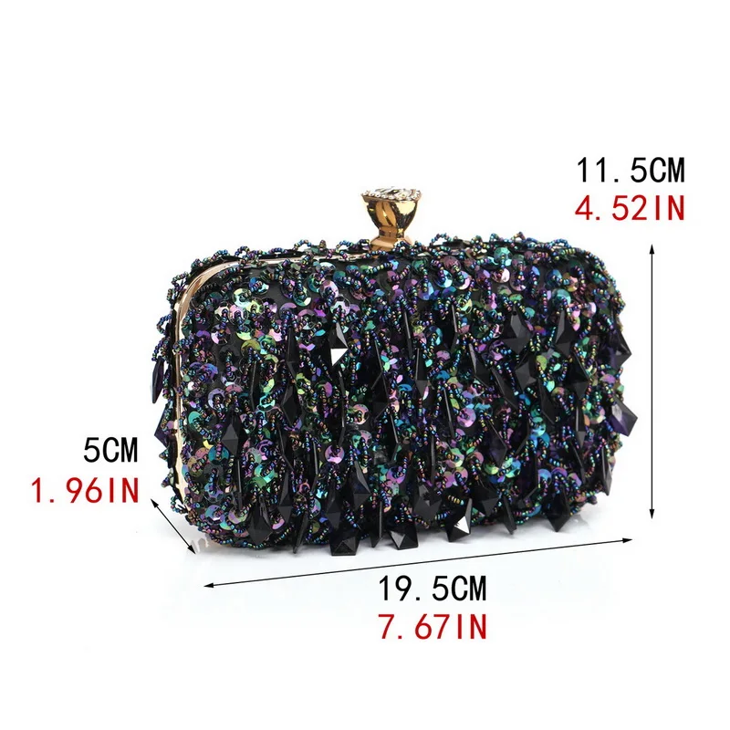 Elegant Beaded Diamond Clutch Purse  Women’s Evening Handbag
