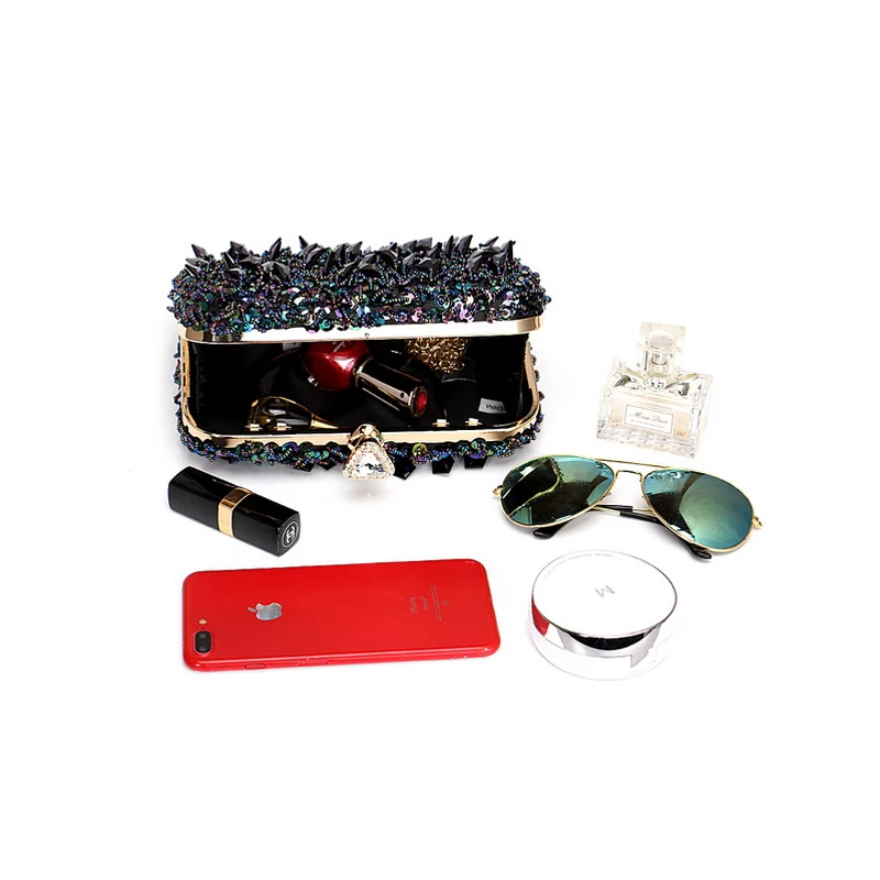 Elegant Beaded Diamond Clutch Purse  Women’s Evening Handbag