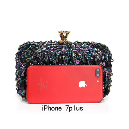 Elegant Beaded Diamond Clutch Purse  Women’s Evening Handbag