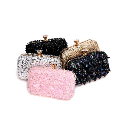 Elegant Beaded Diamond Clutch Purse  Women’s Evening Handbag