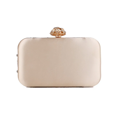 Women’s Satin Rhinestone Clutch Vintage Flower Evening Bag