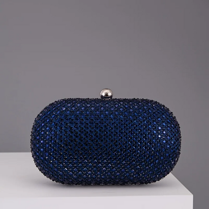 Navy Blue Oval Diamond Evening Clutch Luxury Women’s Party Bag