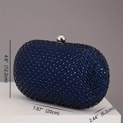 Navy Blue Oval Diamond Evening Clutch Luxury Women’s Party Bag