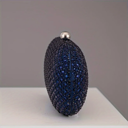 Navy Blue Oval Diamond Evening Clutch Luxury Women’s Party Bag