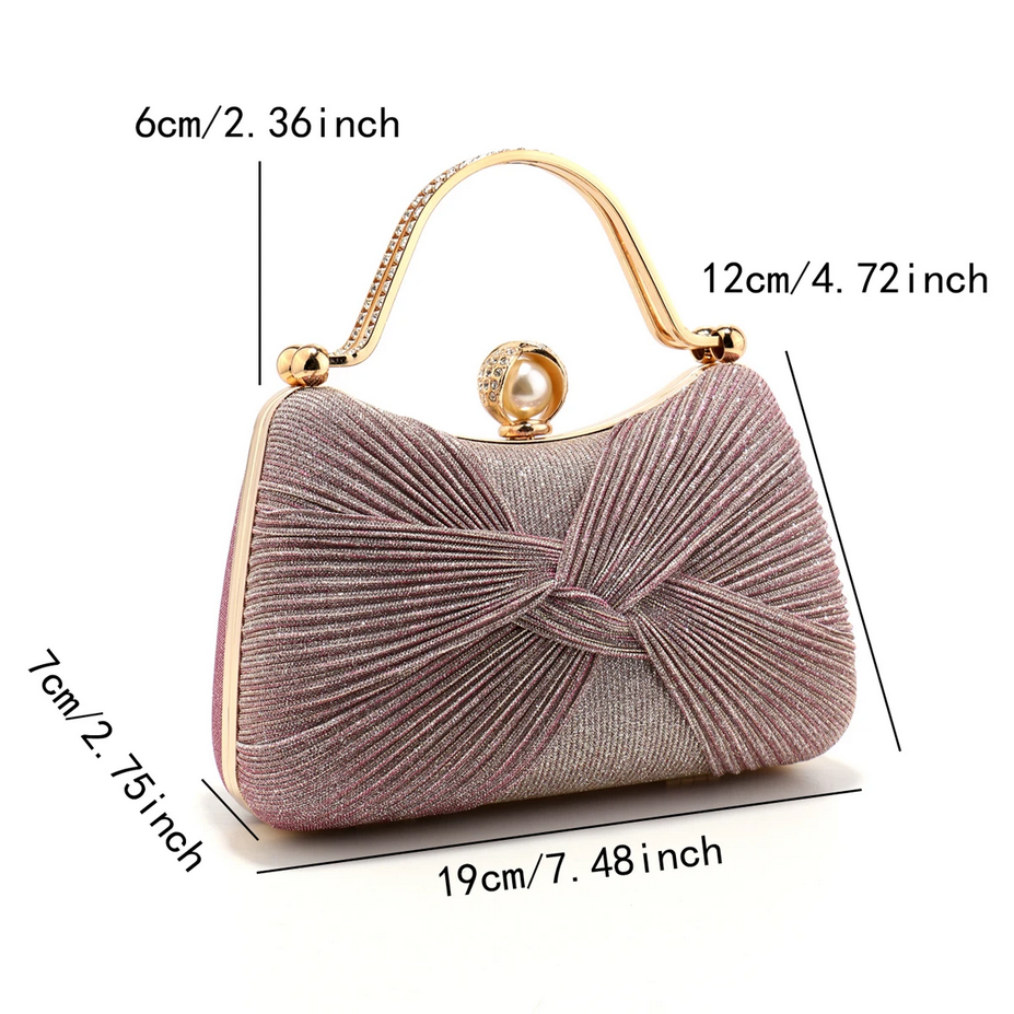 Stylish Pink Bow Design Women’s Elegant  Clutch Evening Bag