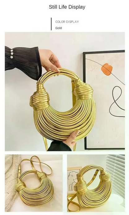 Chic Handwoven Rope Knotted Hobo Bag