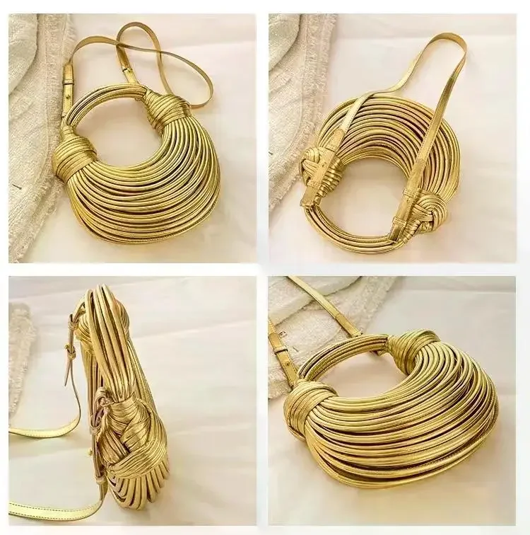 Chic Handwoven Rope Knotted Hobo Bag