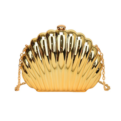 Women’s Shell Design Shoulder Bag Elegant Clutch with Chain Strap