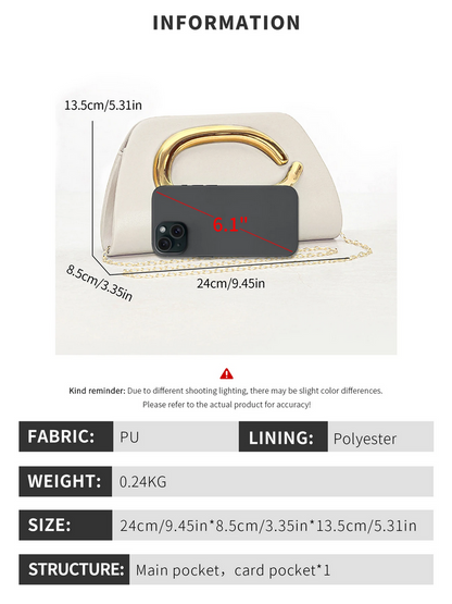 Women’s Fashion Box Clutch with Gold Buckle