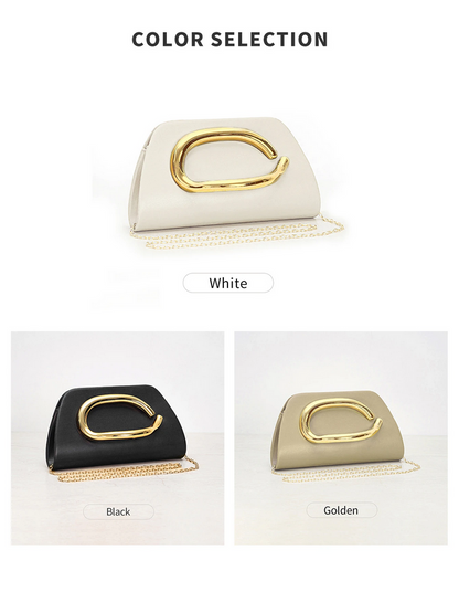 Women’s Fashion Box Clutch with Gold Buckle