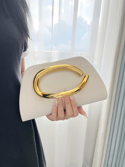Women’s Fashion Box Clutch with Gold Buckle