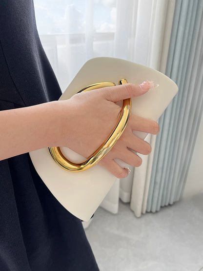 Women’s Fashion Box Clutch with Gold Buckle