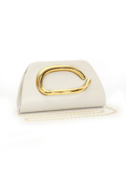 Women’s Fashion Box Clutch with Gold Buckle