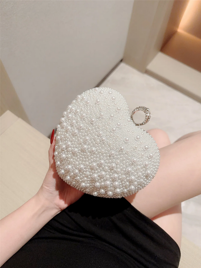 Luxury Pearl Clutch Purse with Chain