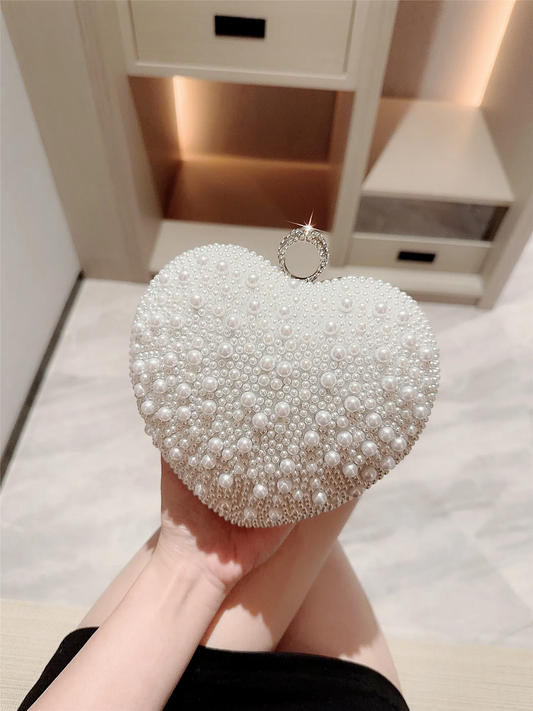 Luxury Pearl Clutch Purse with Chain