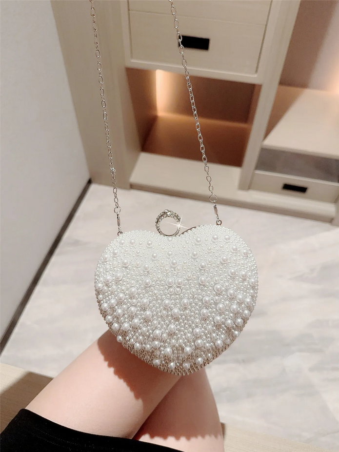 Luxury Pearl Clutch Purse with Chain