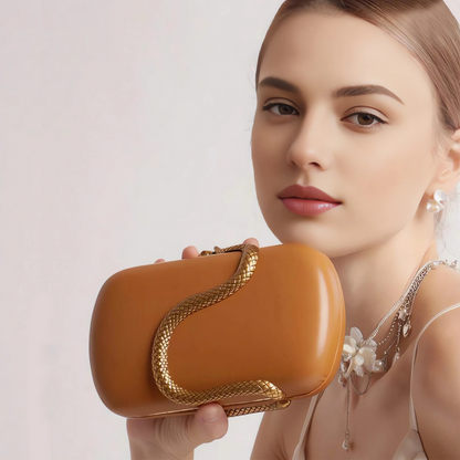 Designer Snake Pattern Metal Evening Bag Women’s Party Purse