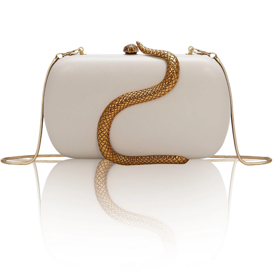 Designer Snake Pattern Metal Evening Bag Women’s Party Purse