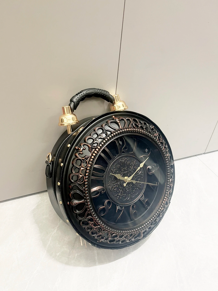 Clock-Shaped Leather Shoulder Bag  Unique Women’s Fashion Handbag