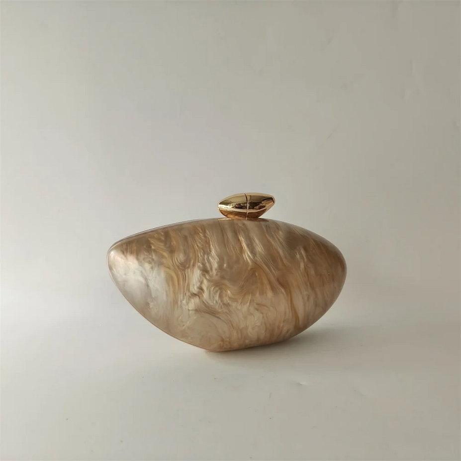 Luxury Shell Pearl Marble Clutch Bag