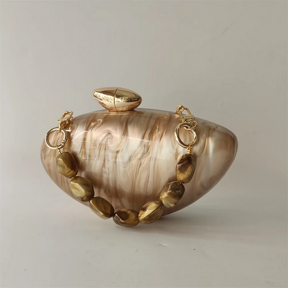 Luxury Shell Pearl Marble Clutch Bag