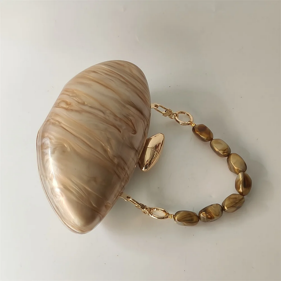 Luxury Shell Pearl Marble Clutch Bag