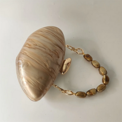 Luxury Shell Pearl Marble Clutch Bag