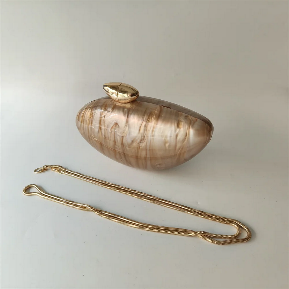 Luxury Shell Pearl Marble Clutch Bag