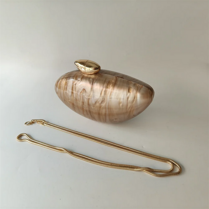 Luxury Shell Pearl Marble Clutch Bag