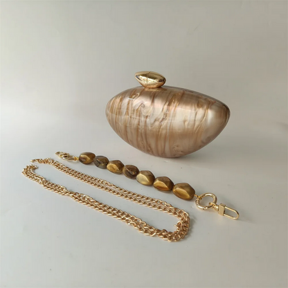 Luxury Shell Pearl Marble Clutch Bag