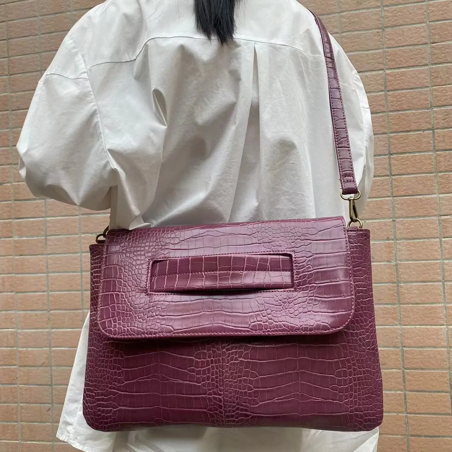 Luxury Crocodile Embossed PU Leather Shoulder Bag