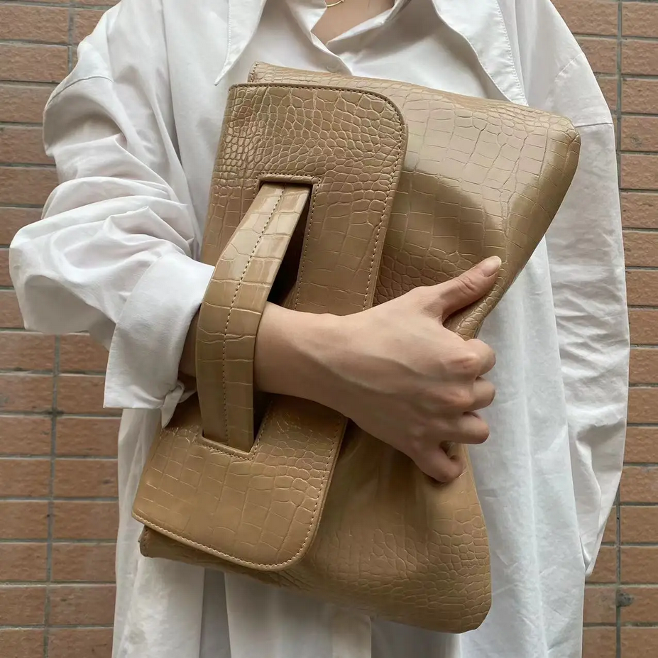 Luxury Crocodile Embossed PU Leather Shoulder Bag