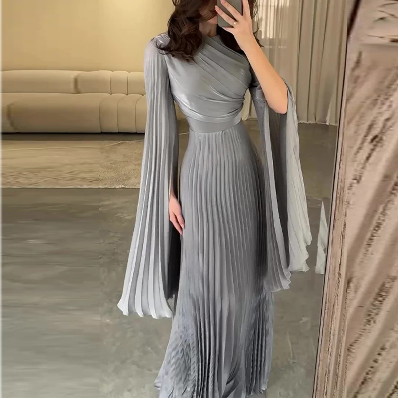 Women’s High Waisted Flared Sleeve Formal Evening Dress